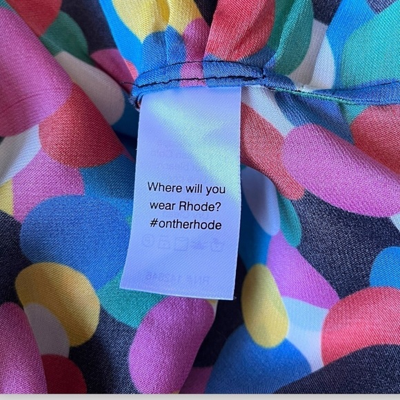 Rhode Pia Printed Georgette Minidress Puff Sleeve Ruched Size S - Picture 8 of 16